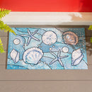 Blue Coastal Shells PVC Trapper Mat, Sea Illustration, 28"x16"