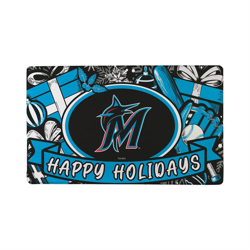 Miami Marlins Holiday PVC Mat, 28"x16"