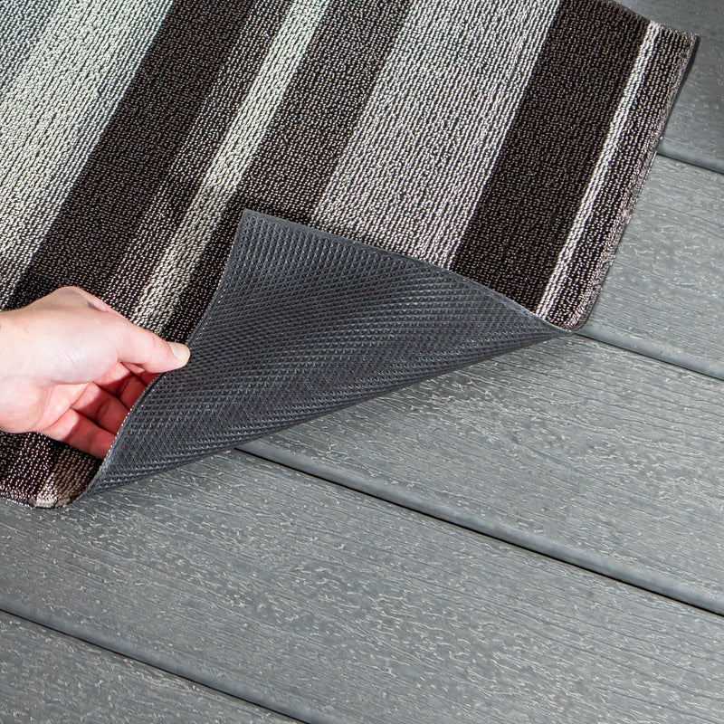 Black & Grey Striped PVC Loop Mat