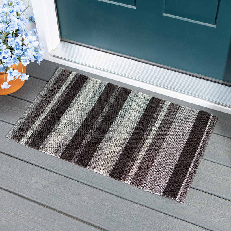 Black & Grey Striped PVC Loop Mat