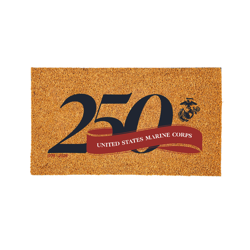 Coir Mat with Color Logo, 16" x 28", US Marine Corps, 250th Anniversary