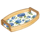 VivaStyle Serveware, Wood Serving Tray with Handles, Hydrangea, 15"L