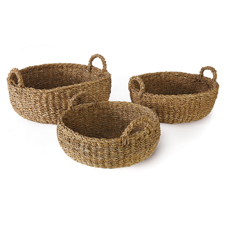 NAPA Home & Garden, SEAGRASS SHALLOW BASKETS WITH HANDLES, SET OF 3,SG2003