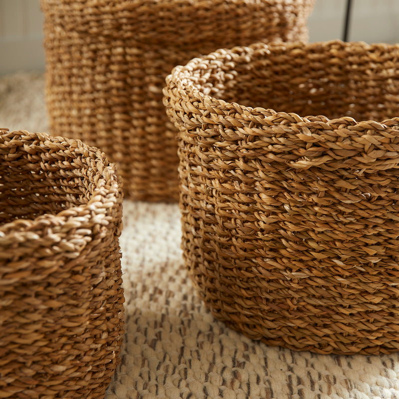 NAPA Home & Garden, SEAGRASS ROUND BASKETS WITH CUFFS, SET OF 3,SG2005