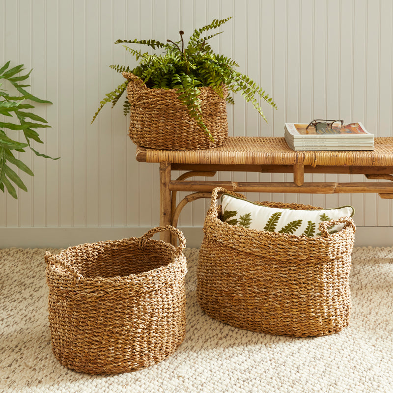 NAPA Home & Garden, SEAGRASS OVAL BASKETS WITH HANDLES, SET OF 3,SG2006