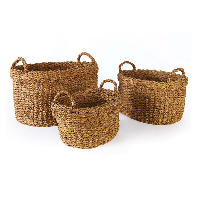 NAPA Home & Garden, SEAGRASS OVAL BASKETS WITH HANDLES, SET OF 3,SG2006