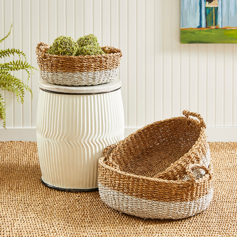 NAPA Home & Garden, SEAGRASS SHALLOW BASKETS WITH HANDLES, SET OF 3,SG2025NW