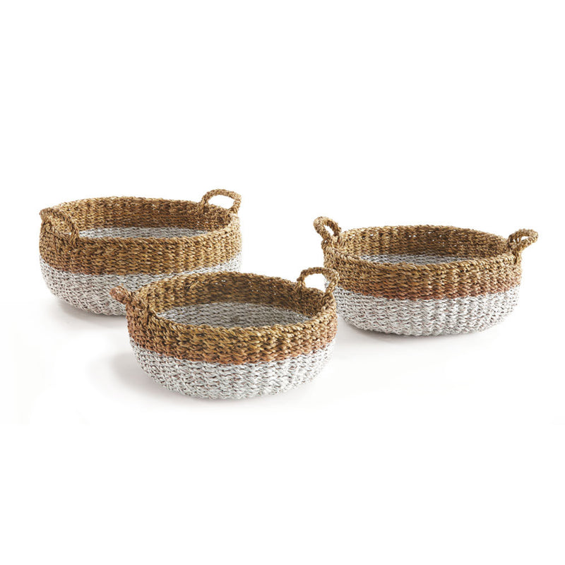 NAPA Home & Garden, SEAGRASS SHALLOW BASKETS WITH HANDLES, SET OF 3,SG2025NW