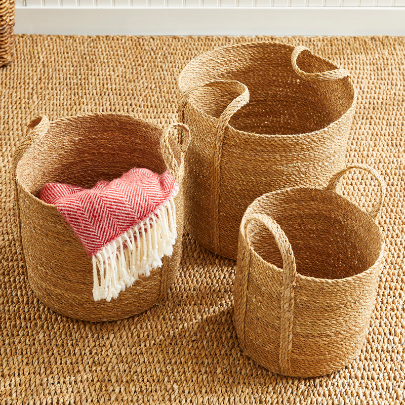 NAPA Home & Garden, SEAGRASS ROUND BASKETS WITH LONG HANDLES, SET OF 3,SG407