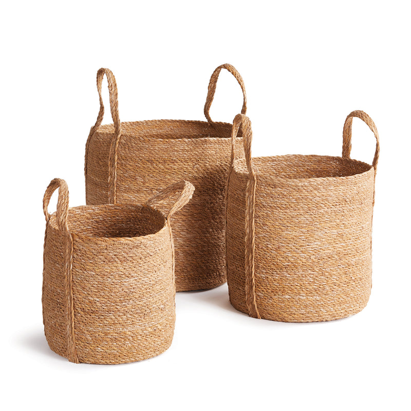 NAPA Home & Garden, SEAGRASS ROUND BASKETS WITH LONG HANDLES, SET OF 3,SG407