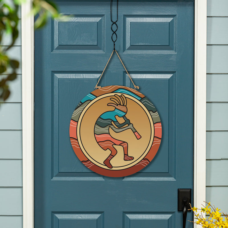 Southwest Sunrise Wood Door Decor, Kokopelli, 18"