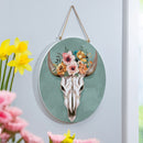 Southwest Pueblo Wood Door Decor, Steer Skull, 18"