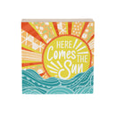 Blue Coastal Make Waves Wood Sign Plock,"Here Comes The Sun", 6"x6"