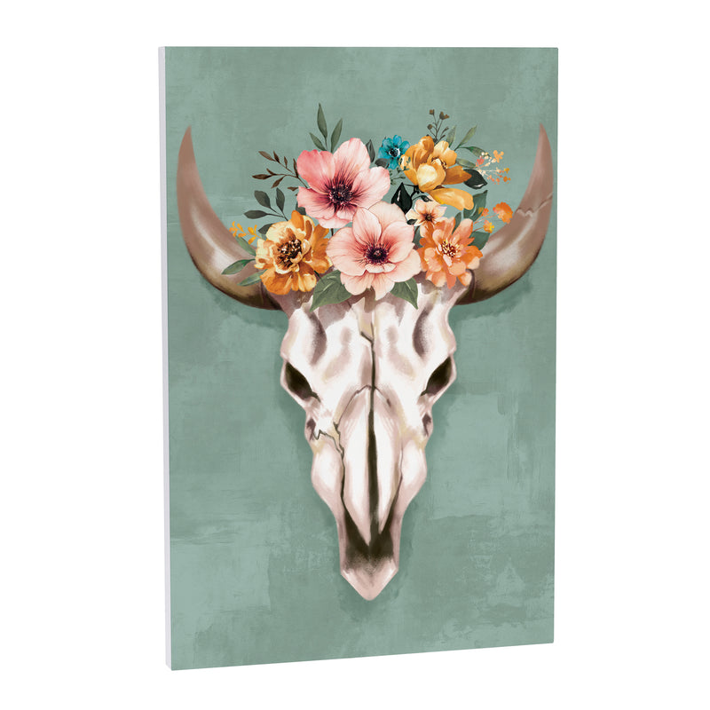Southwest Pueblo Indoor Wall Decor, Wood, Steer Skull, 24"x16"