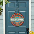 Southwest Pueblo Wood Door Decor, Aztec "Welcome", 18"
