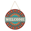 Southwest Pueblo Wood Door Decor, Aztec "Welcome", 18"