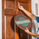 Southwest Pueblo Wood Door Decor, Aztec "Welcome", 18"