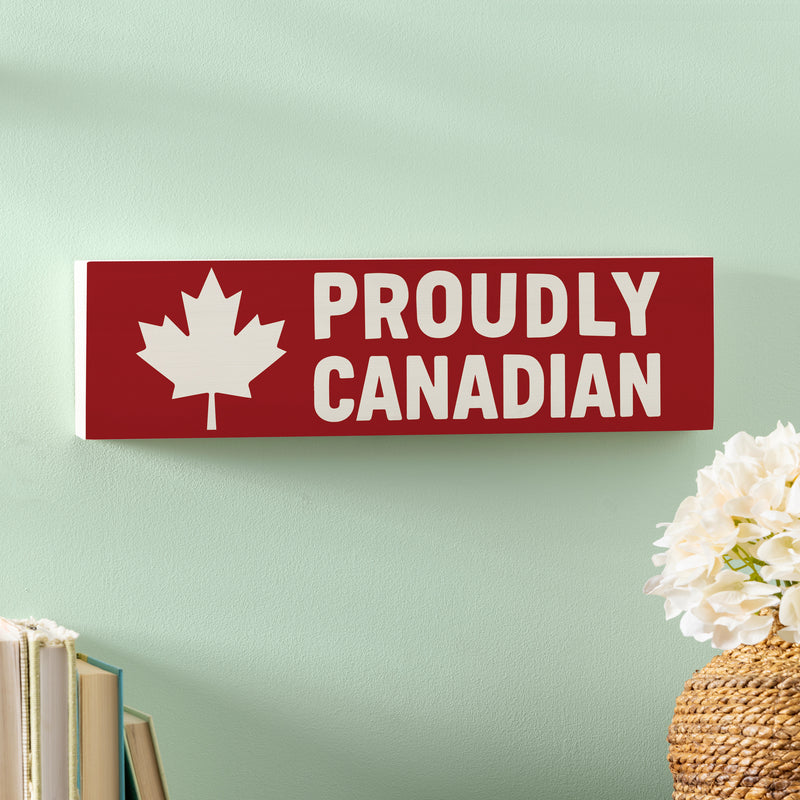 Canada Strong Vintage Wood Mantle Sign, "Proudly Canadian", 18"x5"