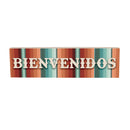 Southwest Pueblo Wood Mantle Sign, Serape Stripe "Bienvenidos", 18"x5"