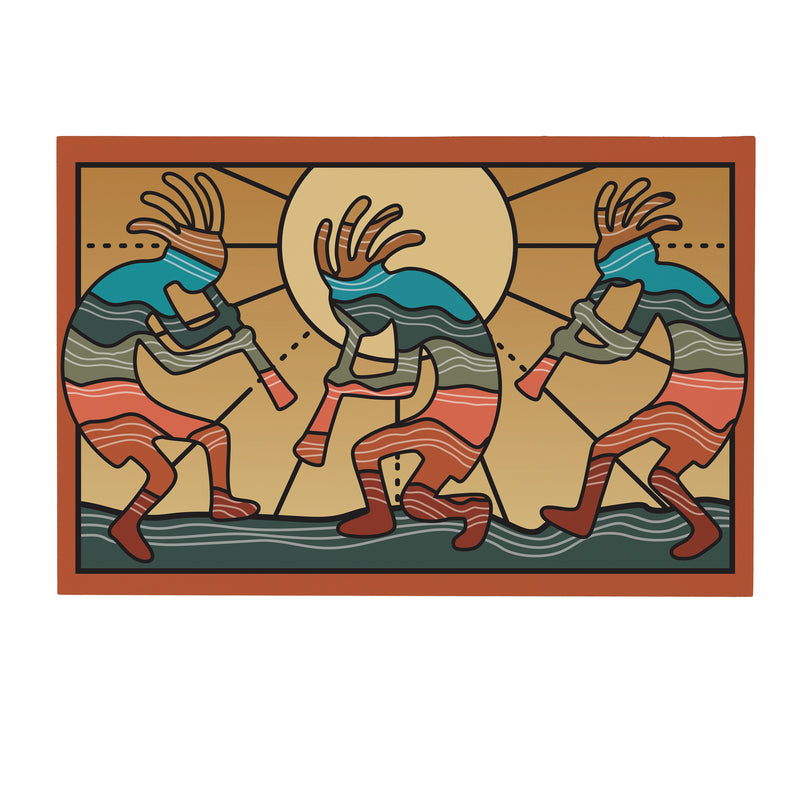 Southwest Sunrise Indoor Wall Decor, Wood, Kokopelli Trio, 24"x16"