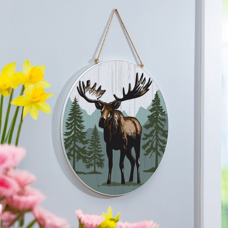 High Country Wilderness Wood Door Decor, Moose, 18"