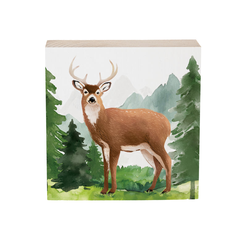 High Country Wilderness Wood Sign Plock, Deer, 6"x6"