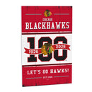 Chicago Blackhawks,100 Anniversary Wood Wall Sign, 16x24