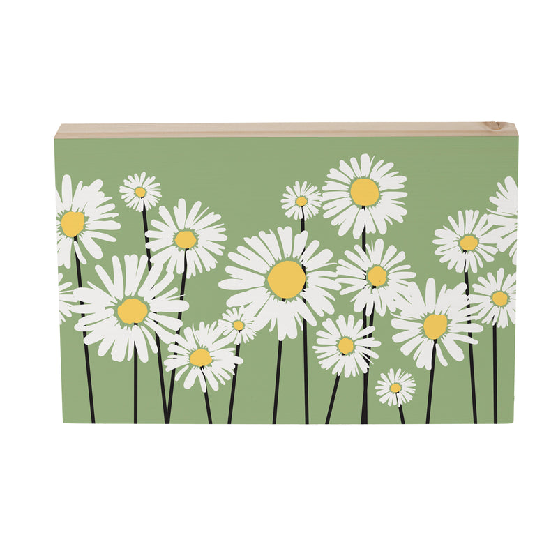 Daisy Scape Wood Sign Plock, 12"x8"