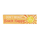 Blue Coastal Make Waves Wood Mantle Sign, Sun "Don't Worry Beach Happy", 18"x5"