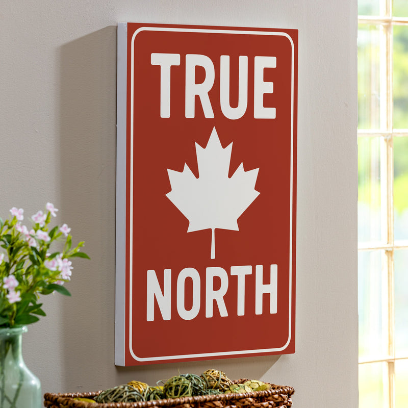 Canada Strong Vintage Indoor Wall Decor, Wood, "True North", 24"x16"