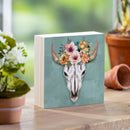 Southwest Pueblo Wood Sign Plock, Steer Skull, 6"x6"