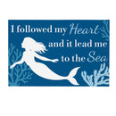 Blue Coastal Coral Sea Indoor Wall Decor, Wood, Mermaid "Heart", 24"x16"