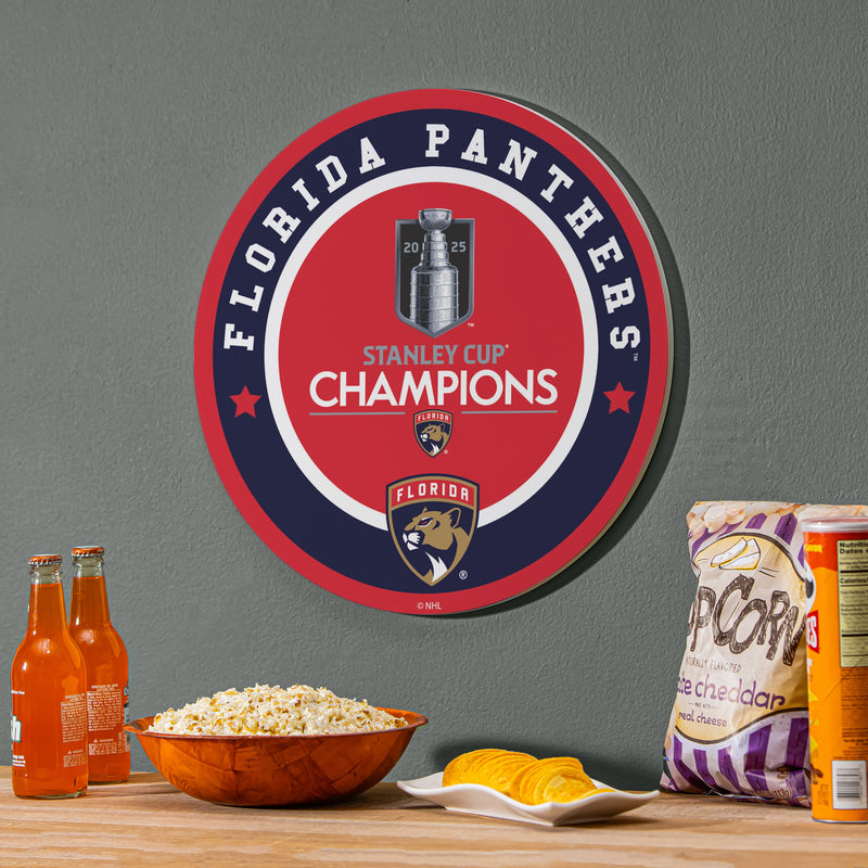 Florida Panthers Round Door Decor with Hanging Rope, 18x18