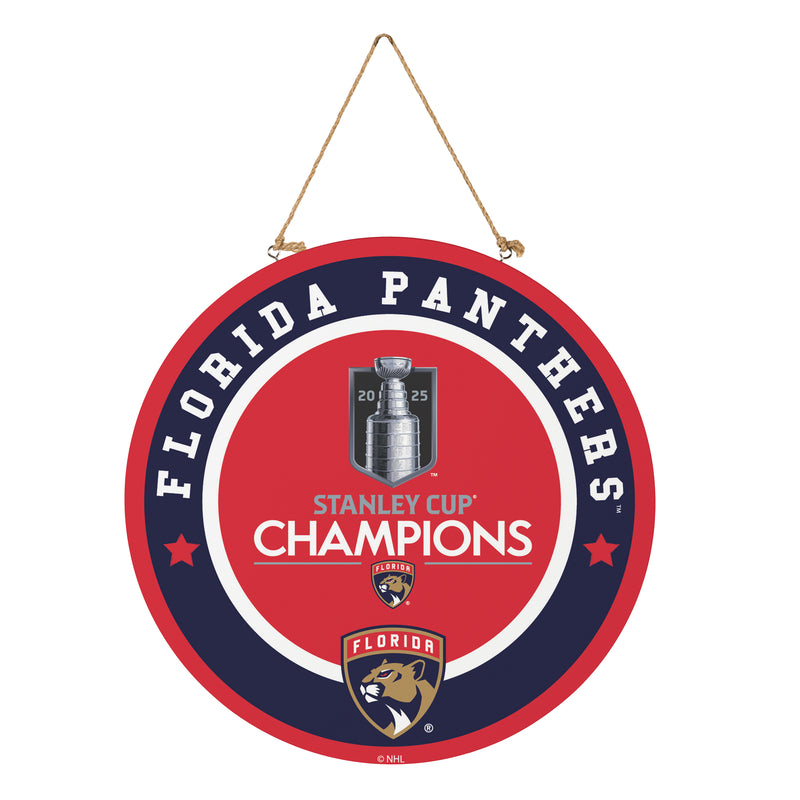 Florida Panthers Round Door Decor with Hanging Rope, 18x18
