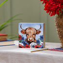 American Classic Highland Cow Wood Sign Plock, 6"x6"