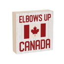 Canada Strong Vintage Wood Sign Plock,"Elbows Up Canada", 6"x6"