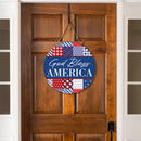 American Classic Stars & Stripes Wood Door Decor, "God Bless America", 18"