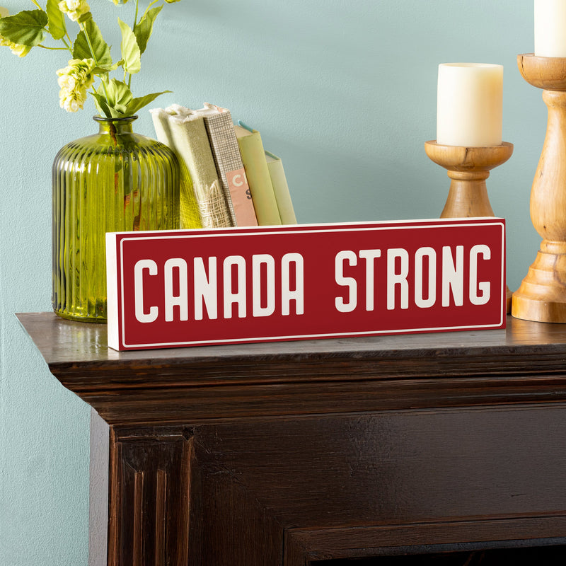 Canada Strong Vintage Wood Mantle Sign, "Canada Strong", 18"x5"