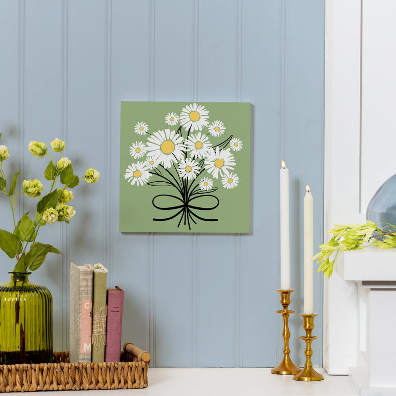 Daisy Scape Indoor Wall Decor, Wood, Bouquet, 12"x12"