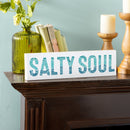 Blue Coastal Make Waves Wood Mantle Sign, "Salty Soul", 18"x5"