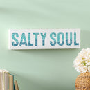 Blue Coastal Make Waves Wood Mantle Sign, "Salty Soul", 18"x5"