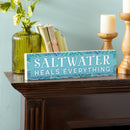 Blue Coastal Make Waves Wood Mantle Sign, "Saltwater Heals Everything", 18"x5"