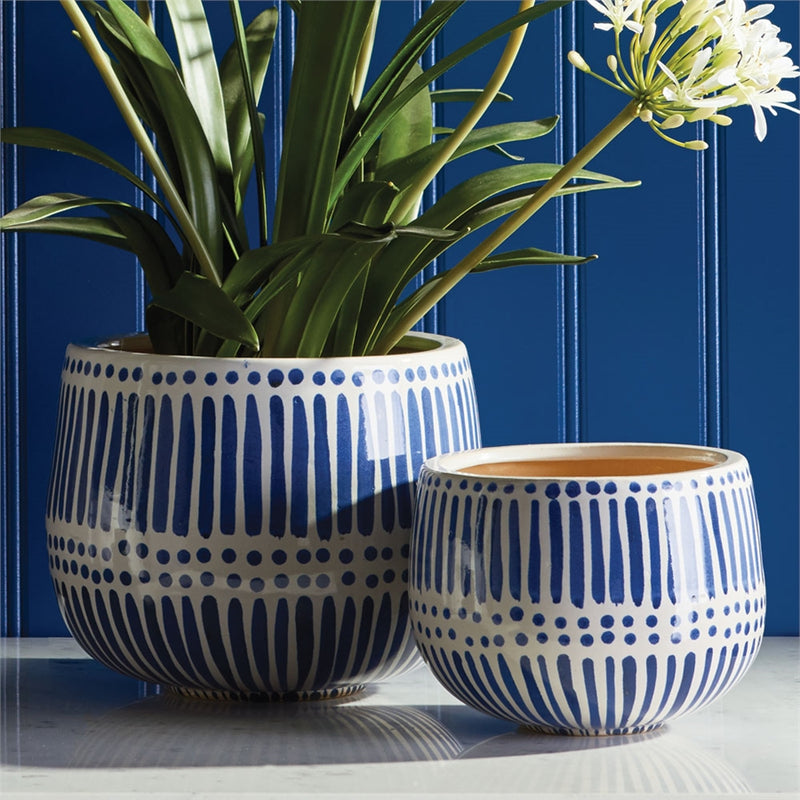 CALI HAND-PAINTED POTS ST/2 BLUE