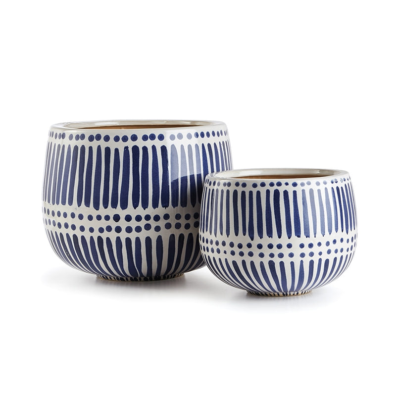 CALI HAND-PAINTED POTS ST/2 BLUE