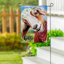 Hello Floral Goat Suede Garden Flag