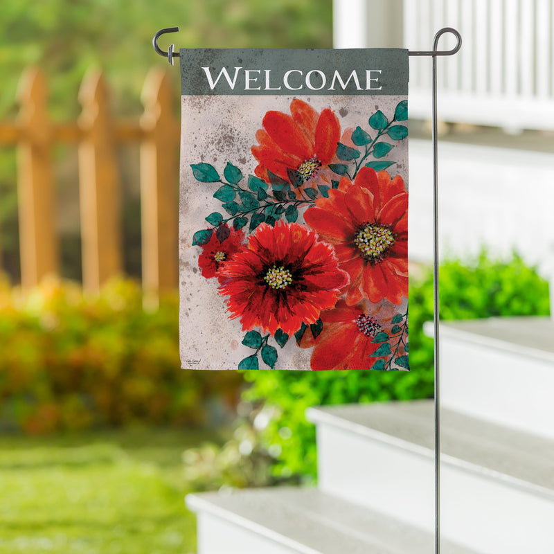 Royal Red Poppy Suede Garden Flag