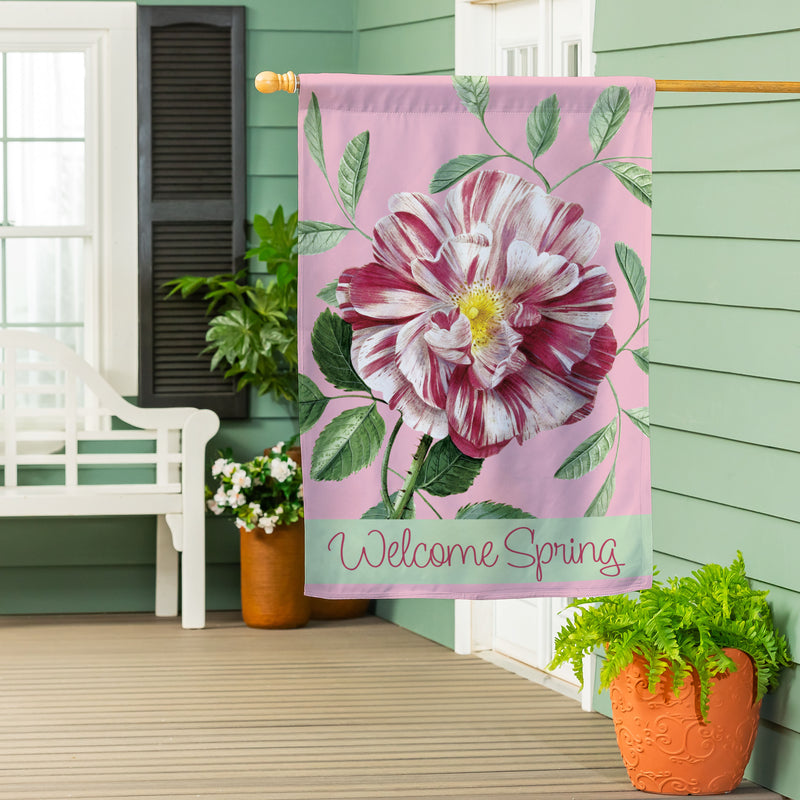 Radiant Pink Flower Suede House Flag