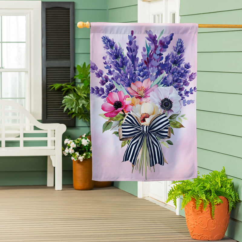 Colorful Floral Bouquet Suede House Flag