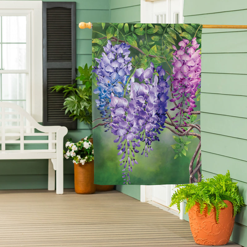 Colorful Wisteria Suede House Flag