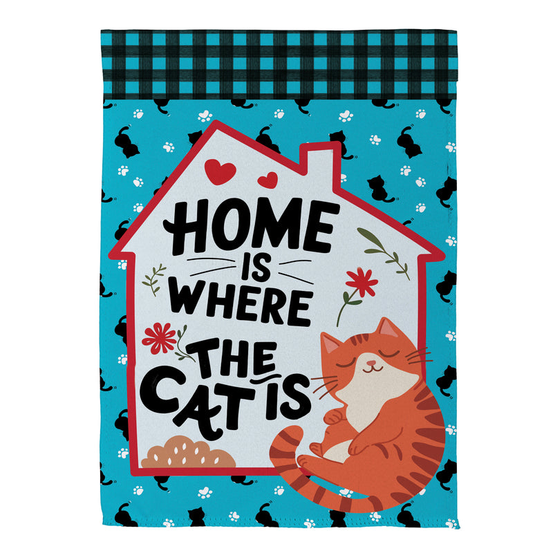Home Is Where The Cat Is Suede House Flag